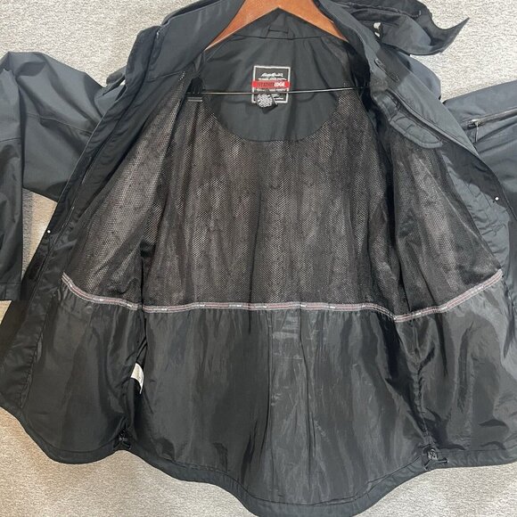 Eddie Bauer Jacket Men Large Weather Edge Black Hooded Windbreaker Rain Jacket - Picture 11 of 16